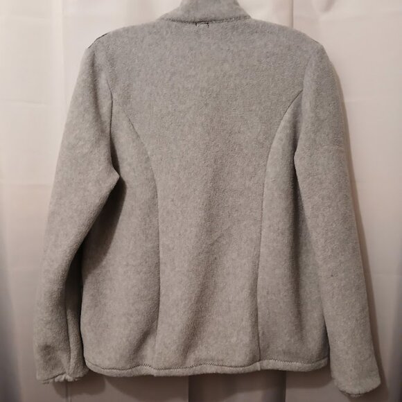 New Plaid Fleece Full Zip up Sweatshirt womens M Gray Green Collared w/2 Pockets - Picture 6 of 9